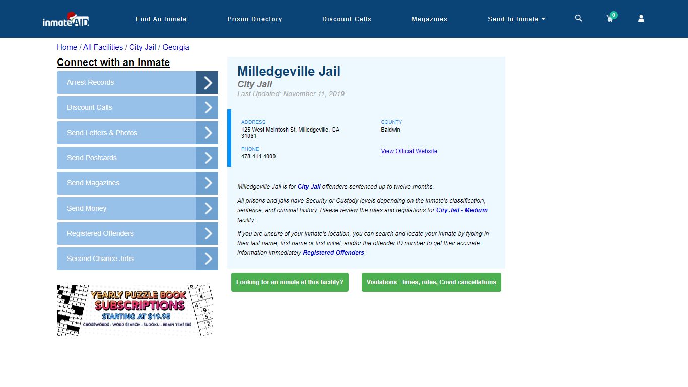 Milledgeville Jail | Inmate Locator