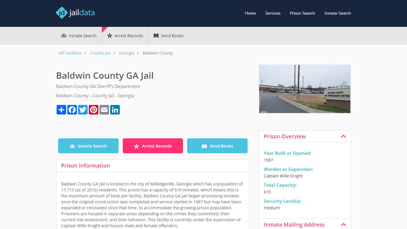 Baldwin County GA Jail Inmate Search and Prisoner Info - Milledgeville, GA